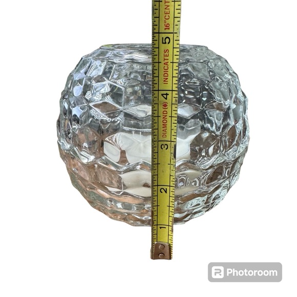 Vintage Clear Glass Cubist Round Fairy Lamp Tealight Votive
Candleholder - Picture 3 of 5